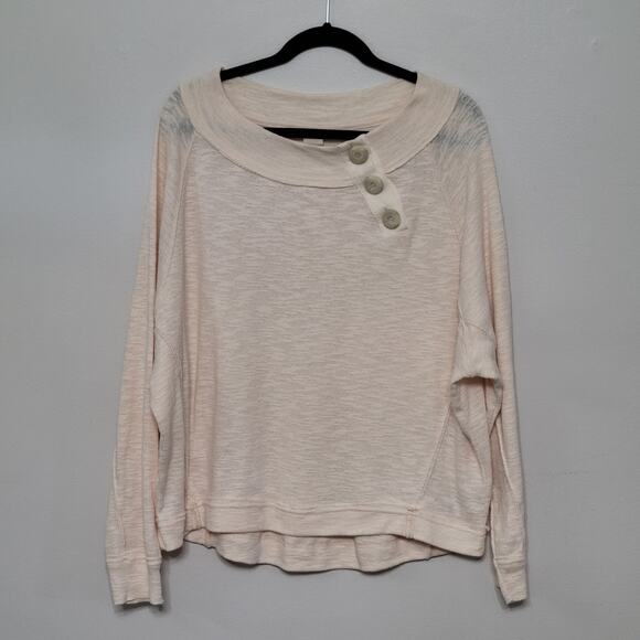Free People We The Free Don't Forget Me Top Medium Cream Button Detail - Picture 3 of 6